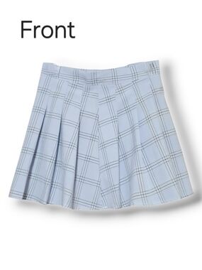 ROMWE Light Blue Plaid Pleated Skirt